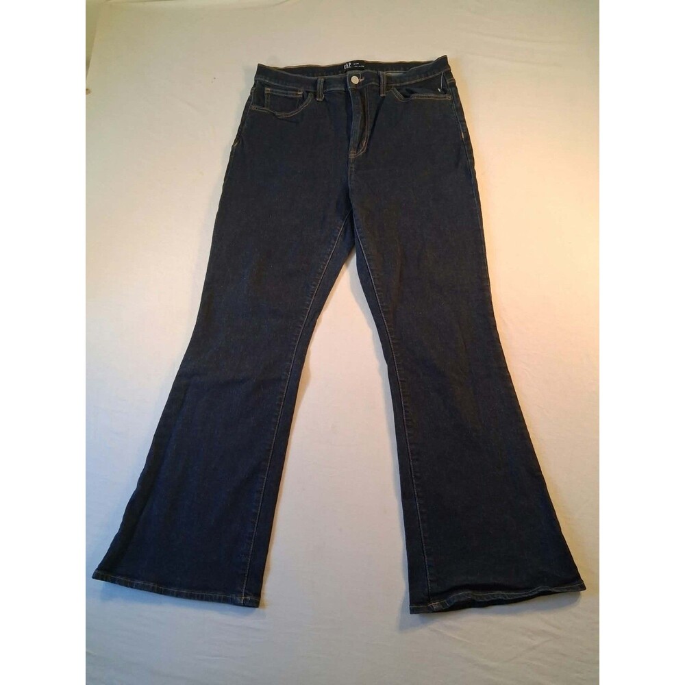 Gap 70s Flare Jeans Womens 16 33R Dark Wash High Rise Stretch Denim NWOT